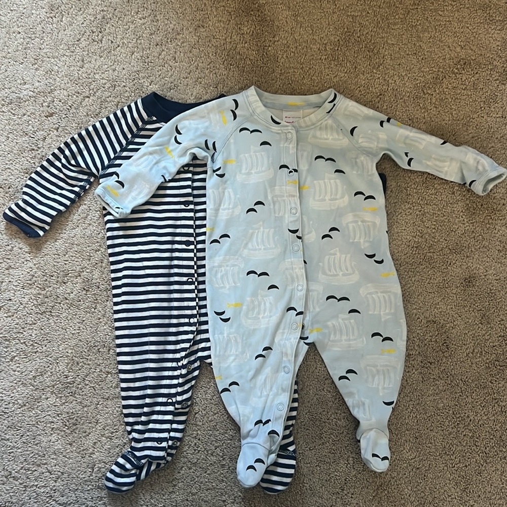 S/2 Hanna Andersson Organic Cotton Onesies, 3-6 mo